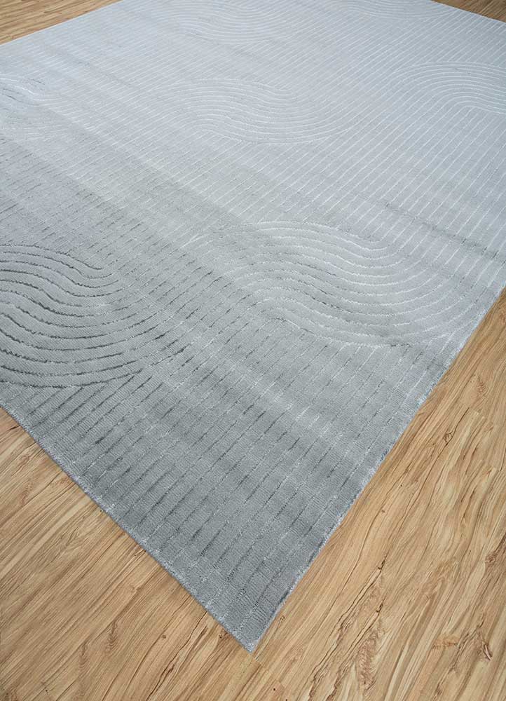 azalea blue wool and bamboo silk hand knotted Rug - FoldShot azalea blue wool and bamboo silk hand knotted Rug - FoldShot