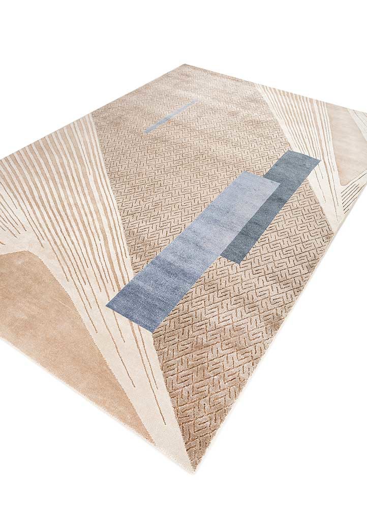 azalea beige and brown wool and bamboo silk hand knotted Rug - FoldShot