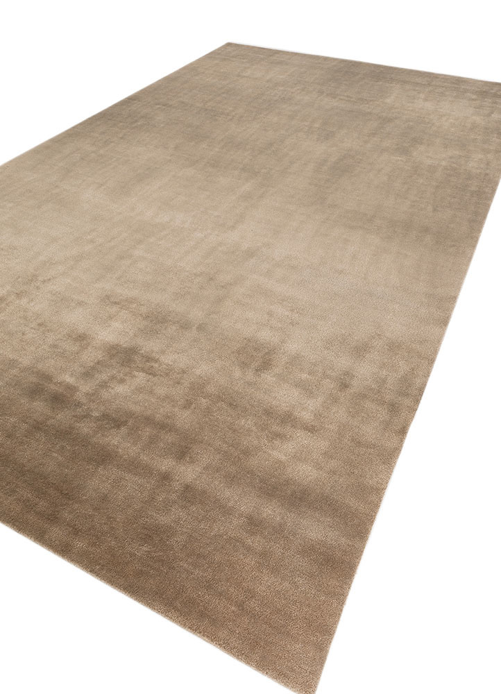 aprezo beige and brown wool and bamboo silk hand knotted Rug - FoldShot