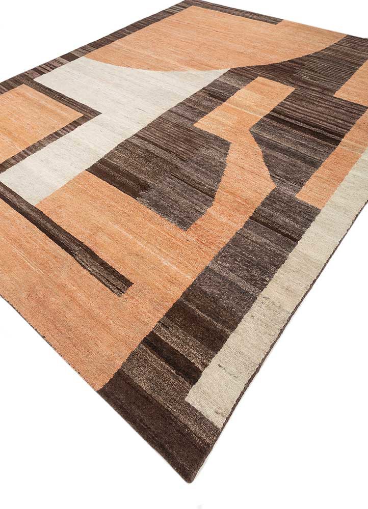 blythe beige and brown afghan wool hand knotted Rug - FoldShot