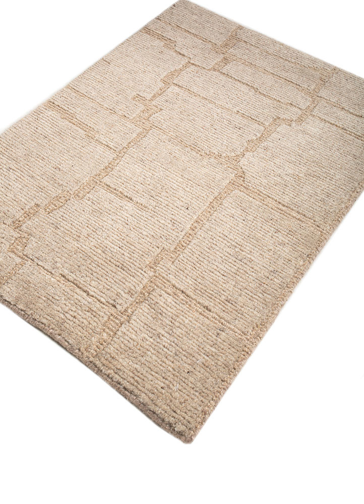 manifest beige and brown wool hand knotted Rug - FoldShot