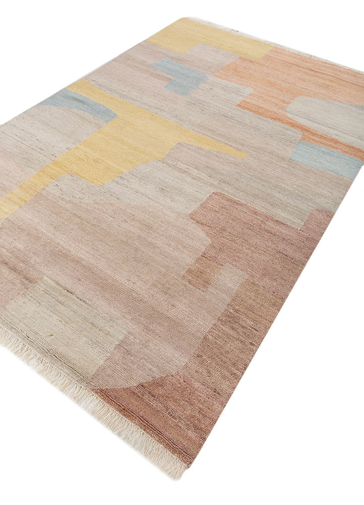 blythe beige and brown wool hand knotted Rug - FoldShot