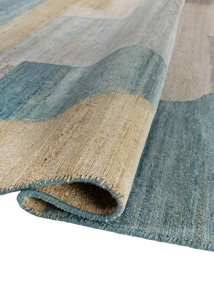 blythe gold wool hand knotted Rug - FoldShot