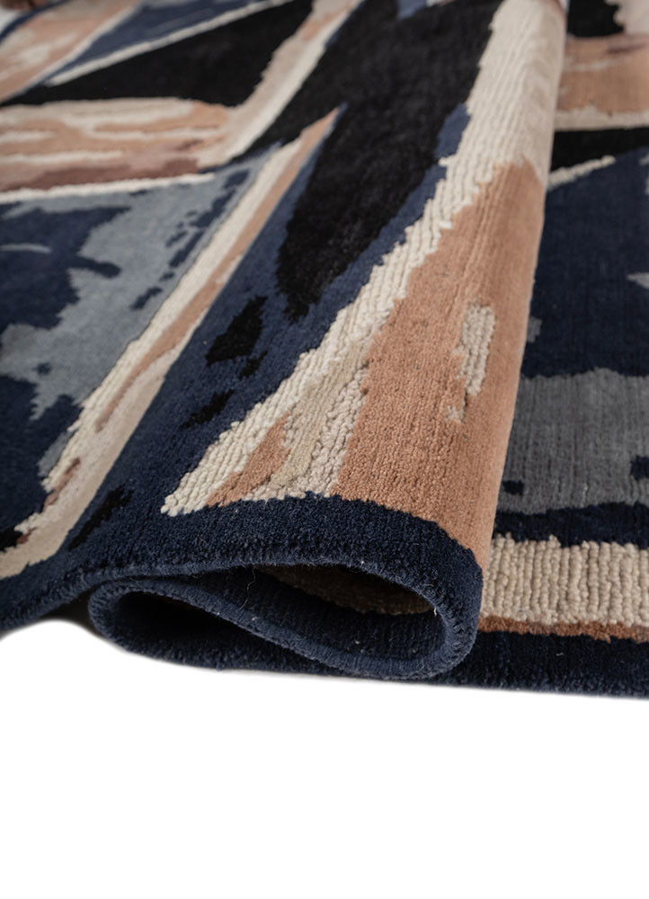 sthir blue wool hand knotted Rug - FoldShot