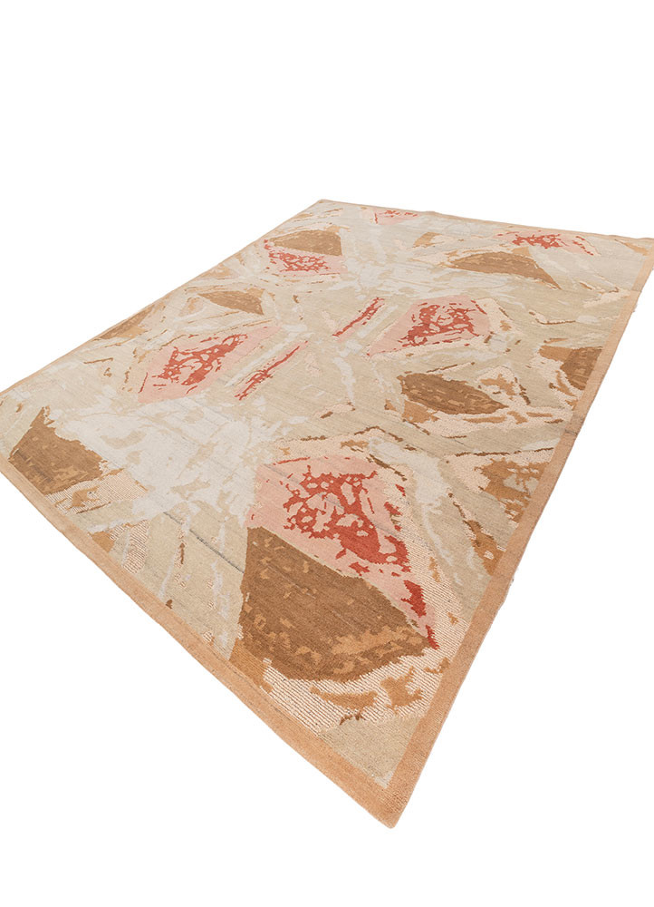 sthir beige and brown wool hand knotted Rug - FoldShot