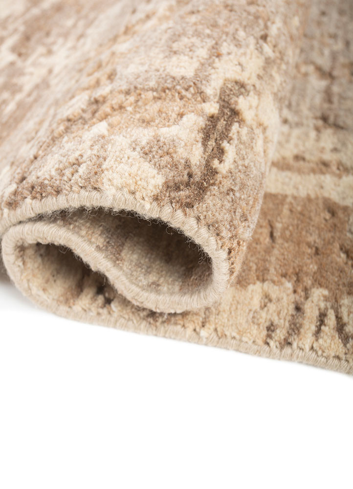 uvenuti beige and brown wool hand knotted Rug - FoldShot