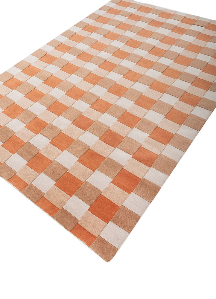 aprezo red and orange wool hand knotted Rug - FoldShot aprezo red and orange wool hand knotted Rug - FoldShot