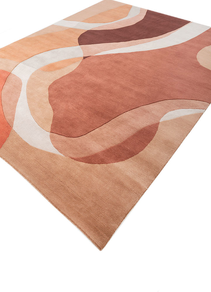 aprezo red and orange wool hand knotted Rug - FoldShot aprezo red and orange wool hand knotted Rug - FoldShot