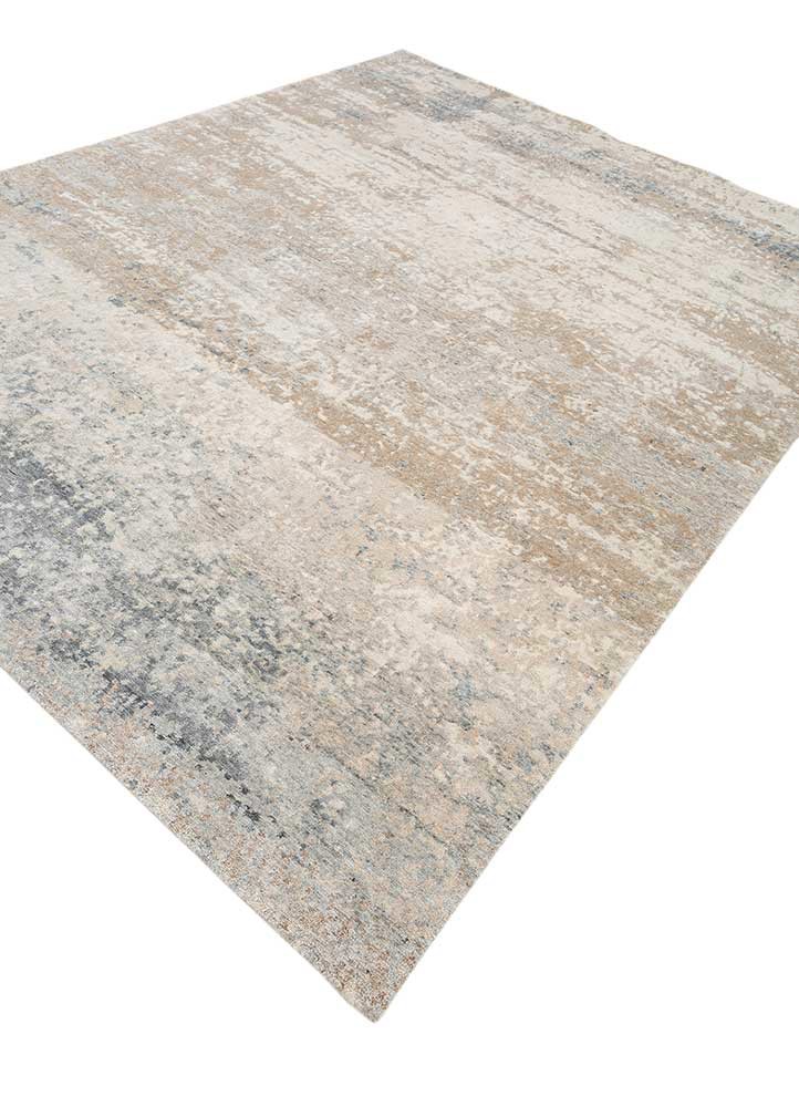 entropy beige and brown wool hand knotted Rug - FoldShot