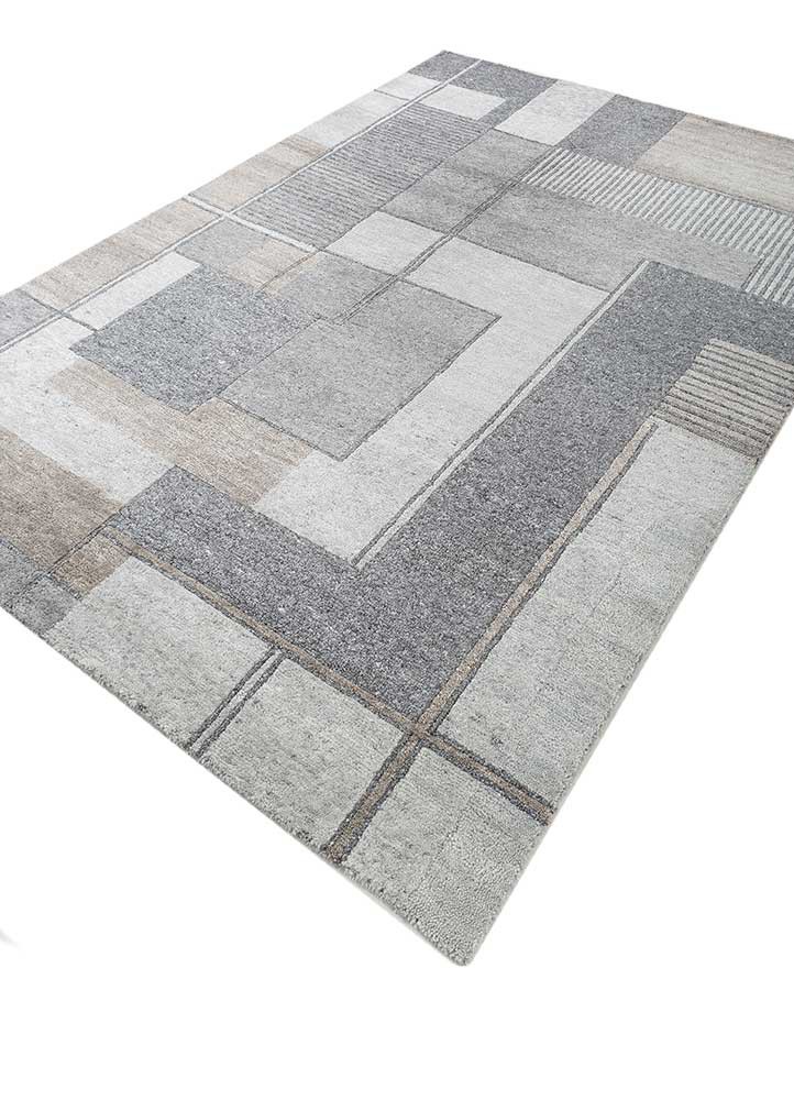 blythe grey and black wool hand knotted Rug - FoldShot