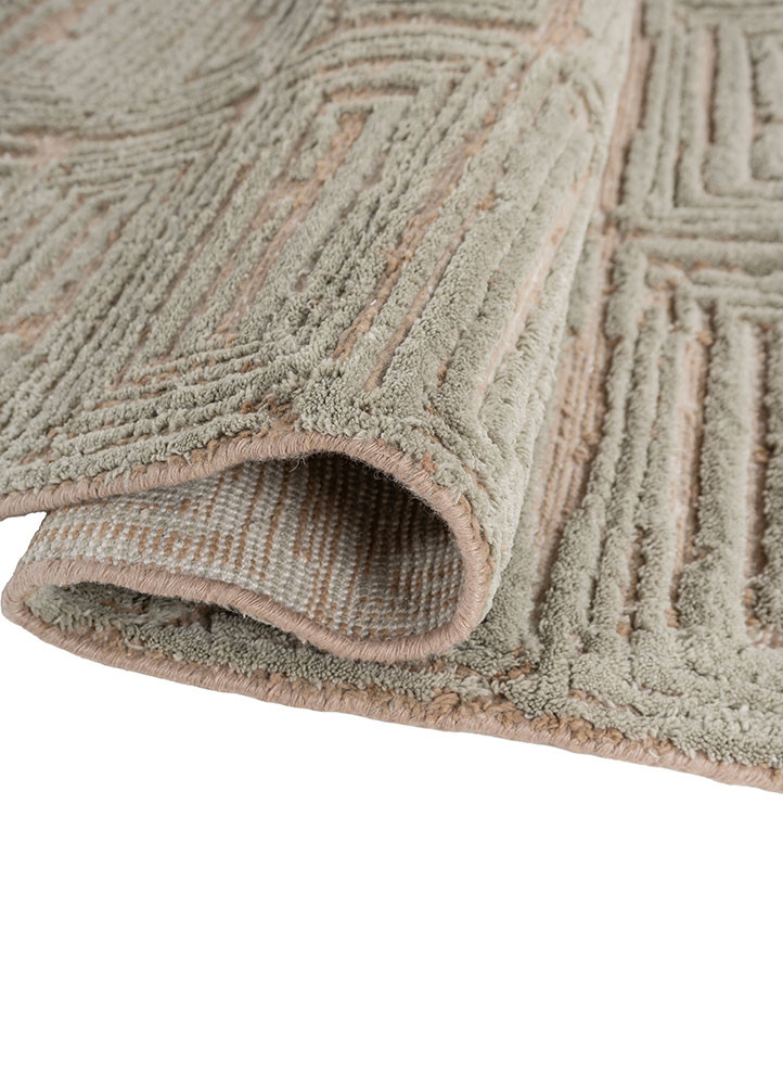 aprezo beige and brown acrylic hand knotted Rug - FoldShot