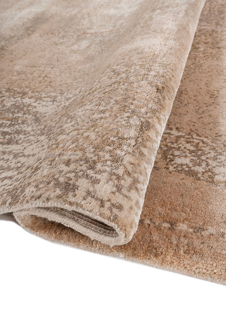 aprezo beige and brown bamboo silk hand knotted Rug - FoldShot aprezo beige and brown bamboo silk hand knotted Rug - FoldShot