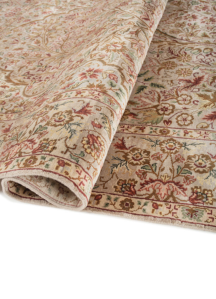 gulmarg beige and brown silk hand knotted Rug - FoldShot