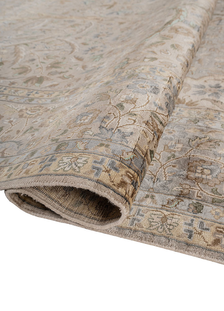 gulmarg beige and brown silk hand knotted Rug - FoldShot