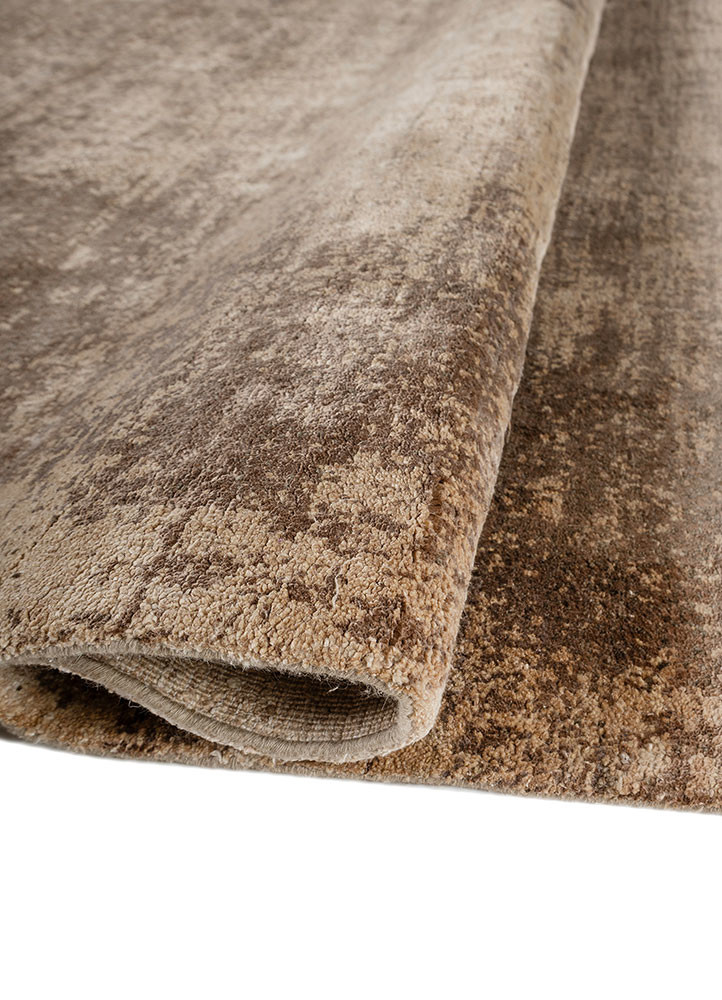 aprezo beige and brown bamboo silk hand knotted Rug - FoldShot aprezo beige and brown bamboo silk hand knotted Rug - FoldShot