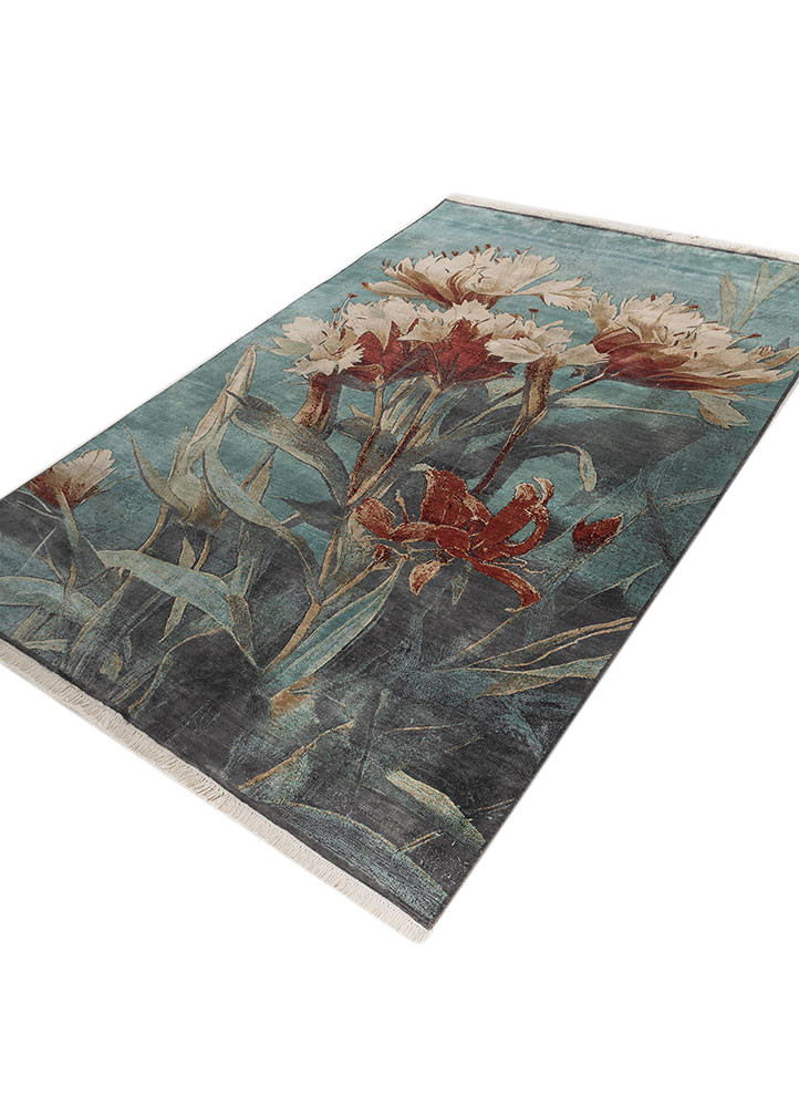 aprezo ivory silk hand knotted Rug - FoldShot aprezo ivory silk hand knotted Rug - FoldShot