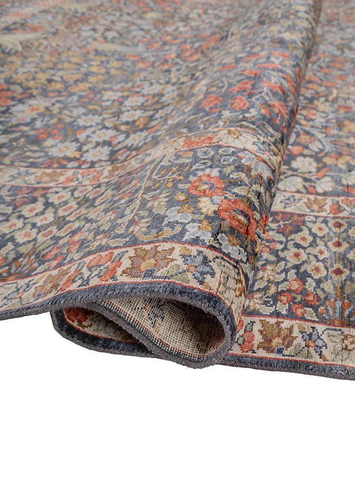 aprezo blue silk hand knotted Rug - FoldShot