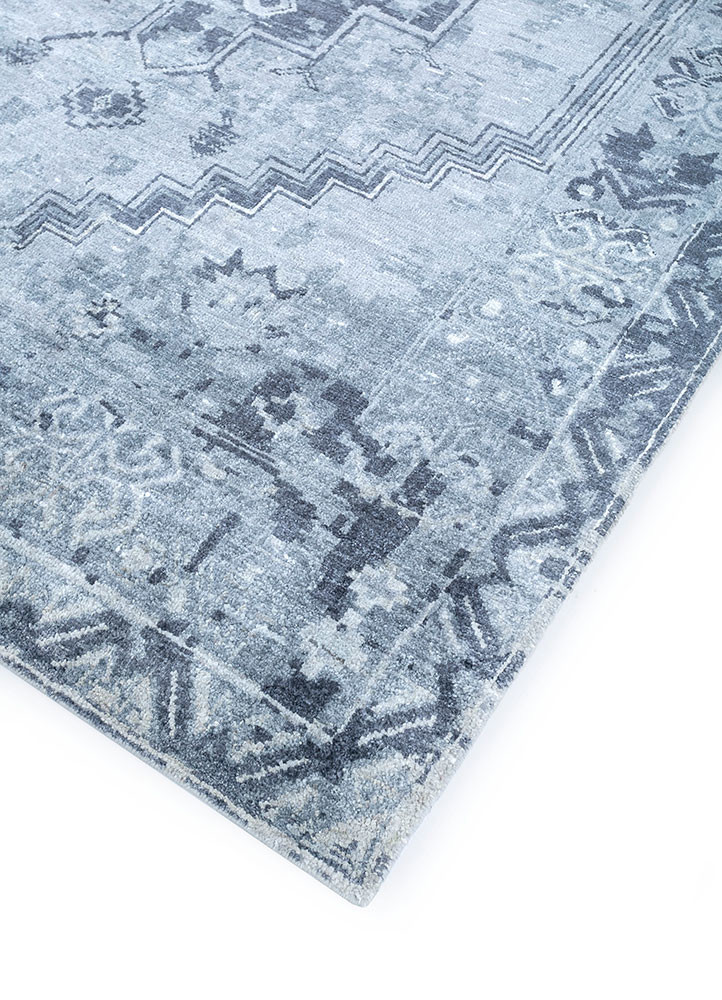 gulmarg blue silk hand knotted Rug - FoldShot gulmarg blue silk hand knotted Rug - FoldShot