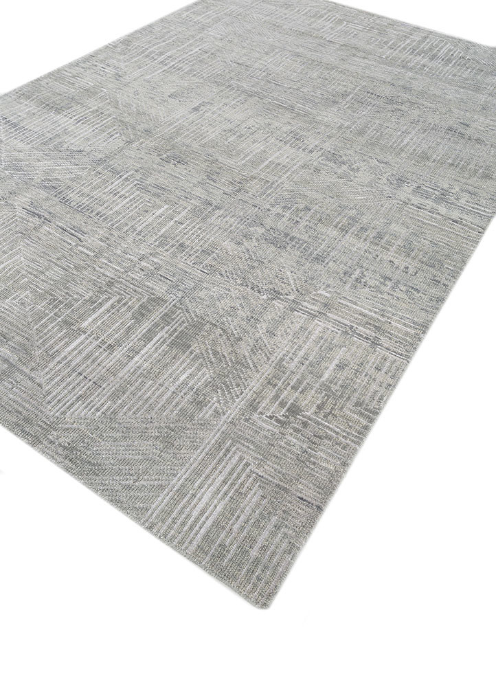 uvenuti blue wool and bamboo silk hand knotted Rug - FoldShot uvenuti blue wool and bamboo silk hand knotted Rug - FoldShot