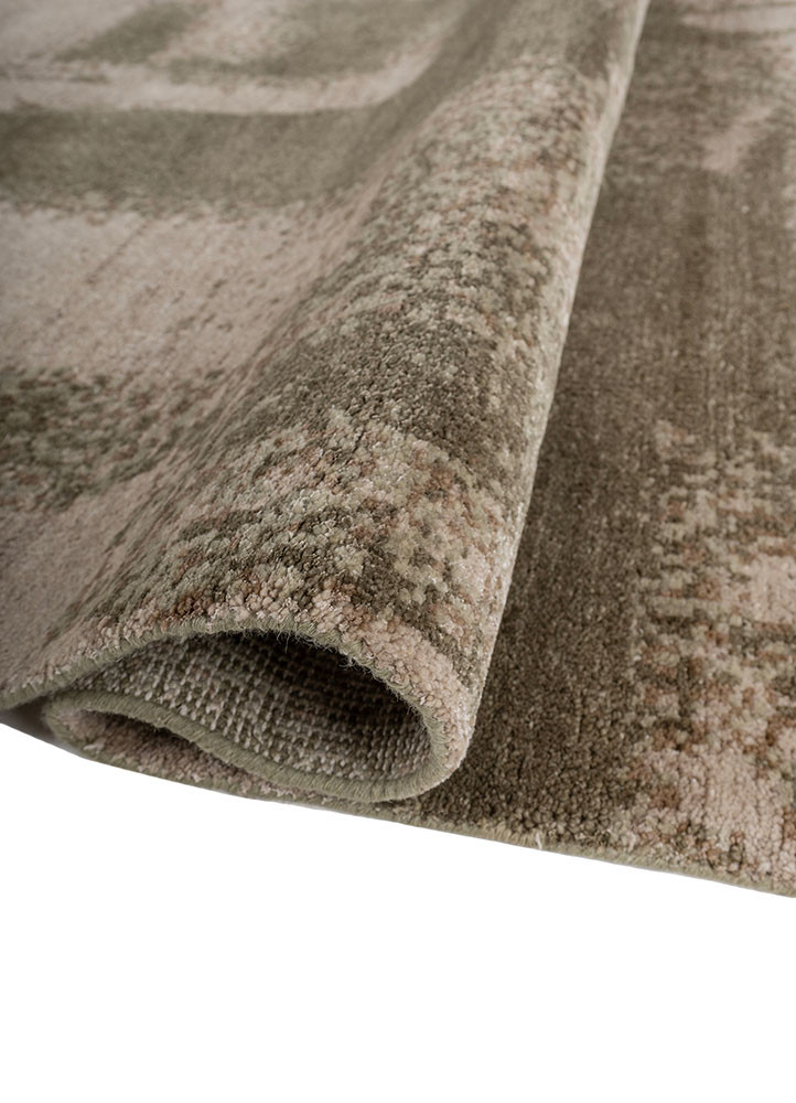 entropy green wool and bamboo silk hand knotted Rug - FoldShot