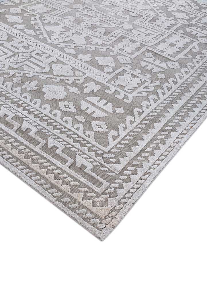 thyme grey and black wool and bamboo silk hand knotted Rug - FoldShot thyme grey and black wool and bamboo silk hand knotted Rug - FoldShot