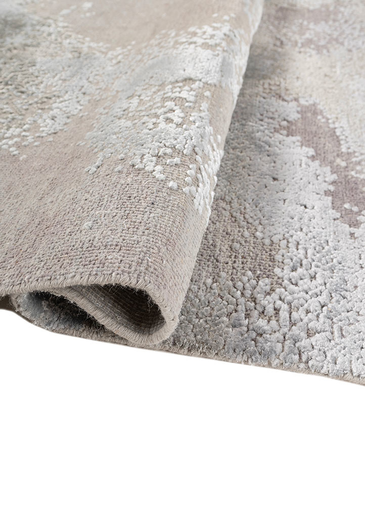 entropy blue wool and bamboo silk hand knotted Rug - FoldShot