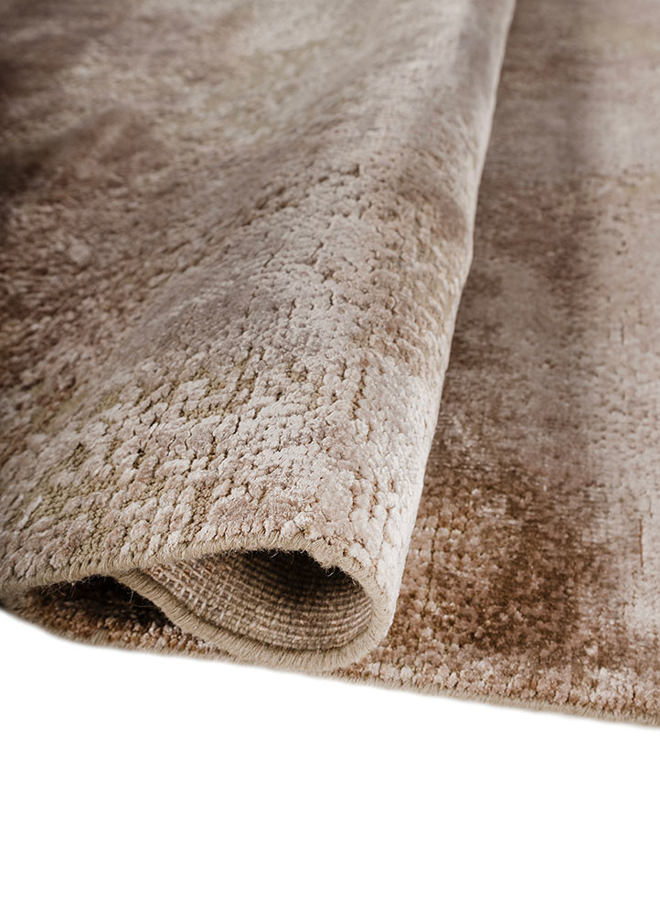 entropy beige and brown wool and bamboo silk hand knotted Rug - FoldShot entropy beige and brown wool and bamboo silk hand knotted Rug - FoldShot