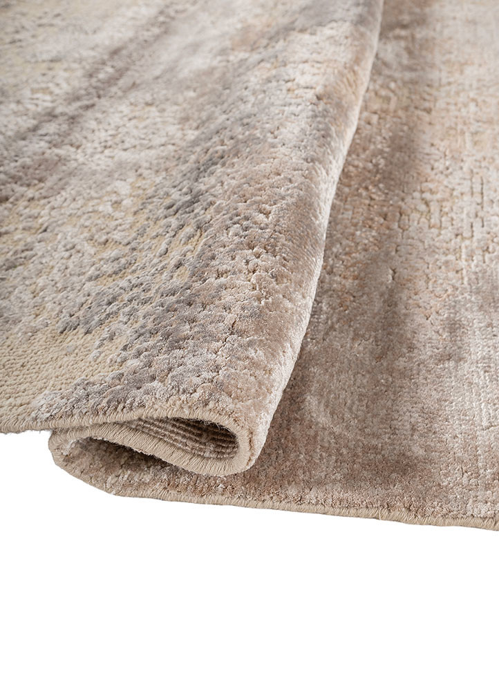 entropy ivory wool and bamboo silk hand knotted Rug - FoldShot