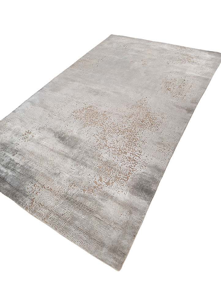 uvenuti grey and black wool and bamboo silk hand knotted Rug - FoldShot uvenuti grey and black wool and bamboo silk hand knotted Rug - FoldShot