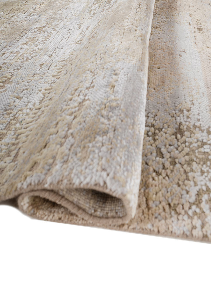 entropy ivory wool and bamboo silk hand knotted Rug - FoldShot