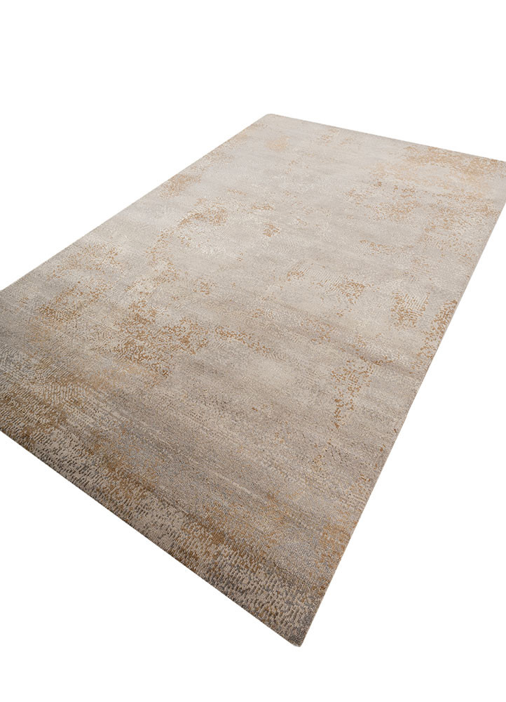 entropy ivory wool and bamboo silk hand knotted Rug - FoldShot