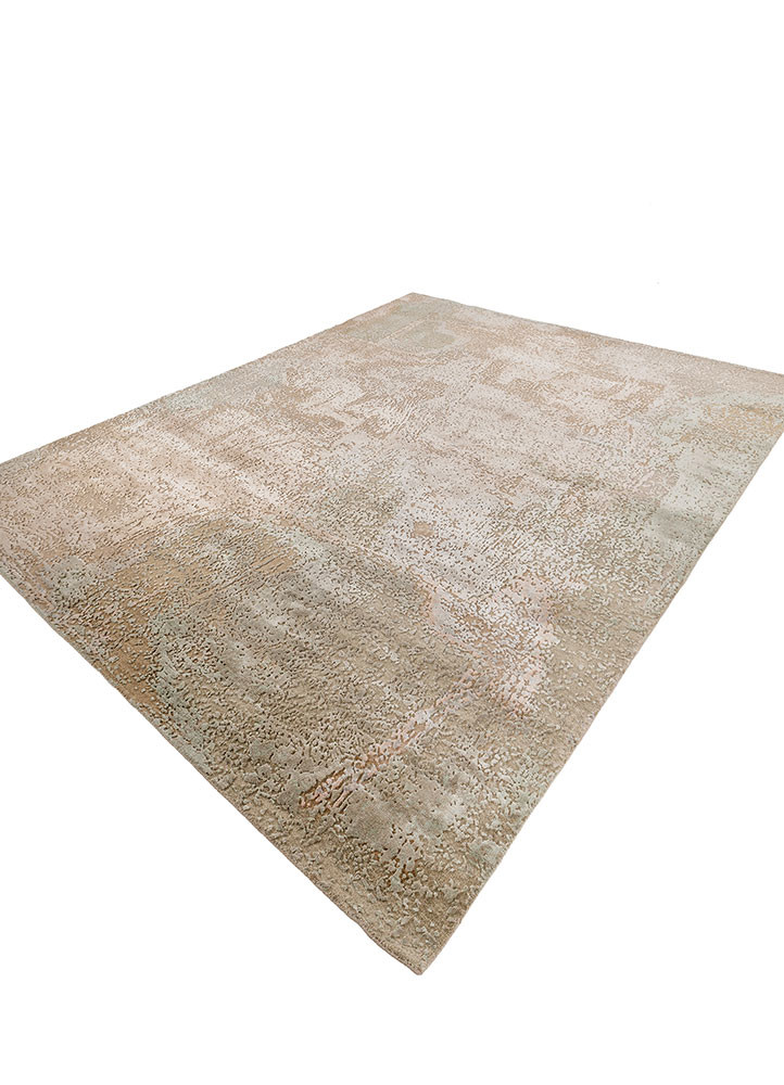 entropy beige and brown wool and bamboo silk hand knotted Rug - FoldShot entropy beige and brown wool and bamboo silk hand knotted Rug - FoldShot