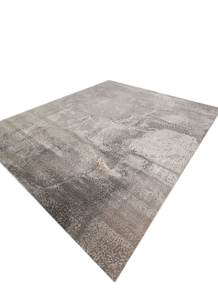 aprezo grey and black wool and bamboo silk hand knotted Rug - FoldShot aprezo grey and black wool and bamboo silk hand knotted Rug - FoldShot