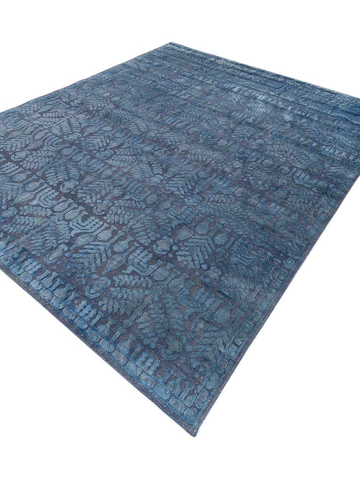 far east blue wool and bamboo silk hand knotted Rug - FoldShot far east blue wool and bamboo silk hand knotted Rug - FoldShot