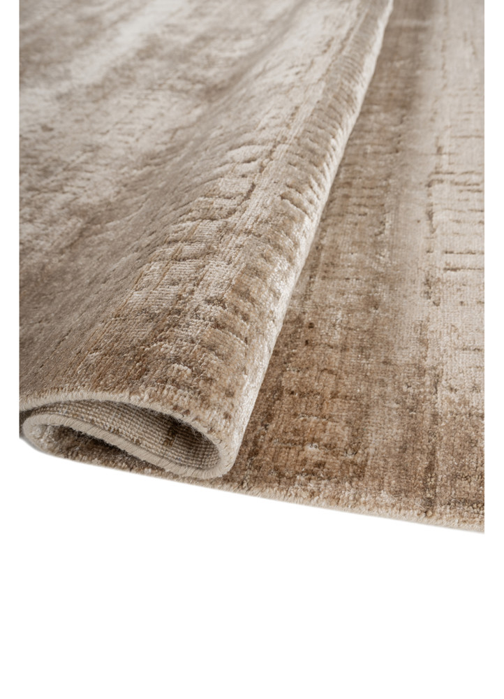 entropy beige and brown wool and bamboo silk hand knotted Rug - FoldShot