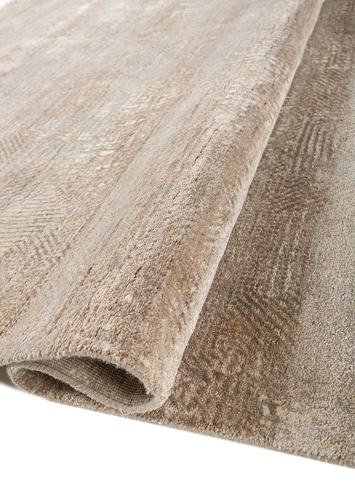 entropy beige and brown wool and bamboo silk hand knotted Rug - FoldShot entropy beige and brown wool and bamboo silk hand knotted Rug - FoldShot