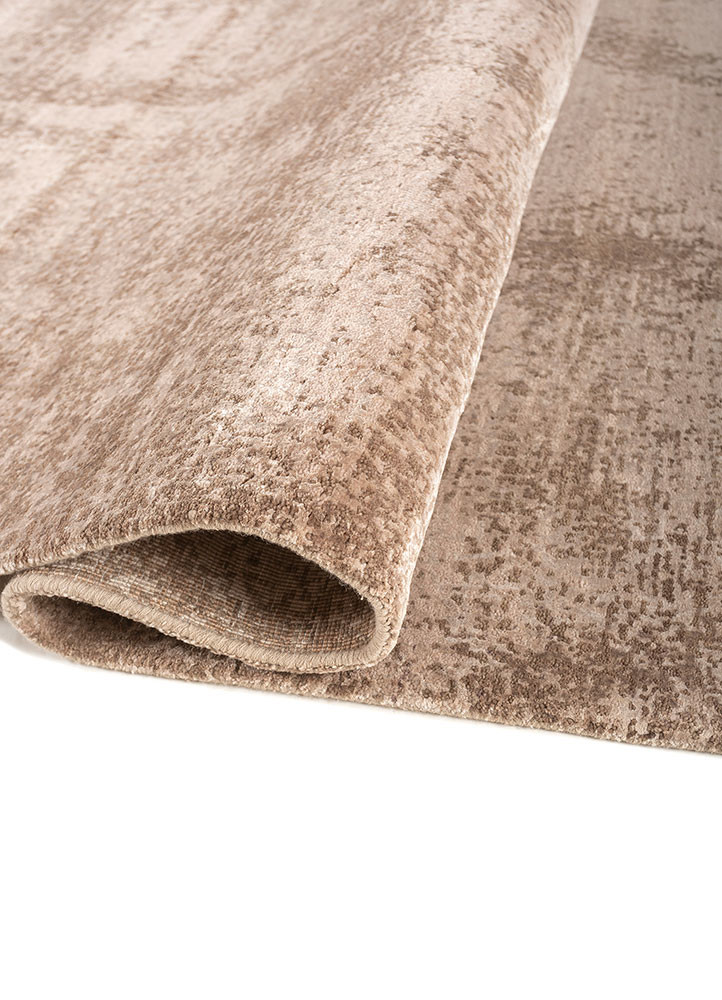 entropy beige and brown wool and bamboo silk hand knotted Rug - FoldShot