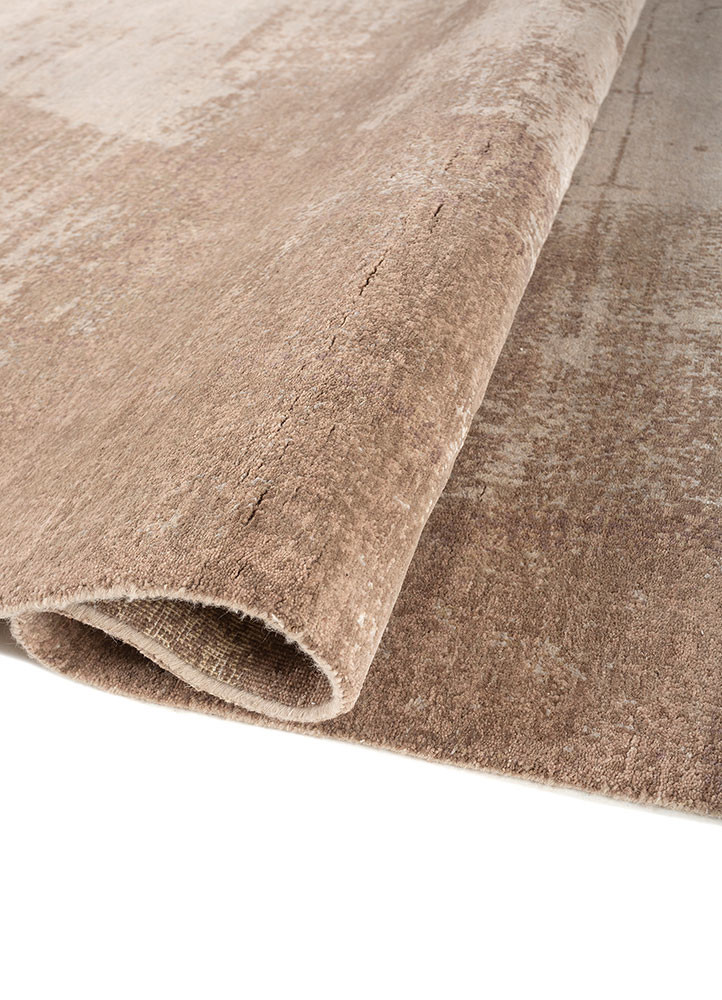 entropy beige and brown wool and bamboo silk hand knotted Rug - FoldShot