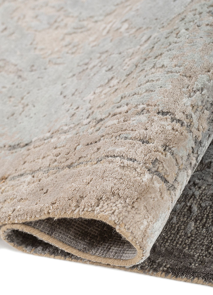 entropy beige and brown wool and bamboo silk hand knotted Rug - FoldShot entropy beige and brown wool and bamboo silk hand knotted Rug - FoldShot