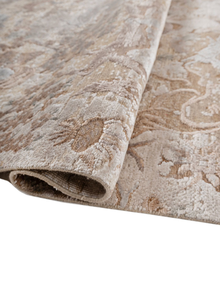 aurora ivory wool and bamboo silk hand knotted Rug - FoldShot aurora ivory wool and bamboo silk hand knotted Rug - FoldShot