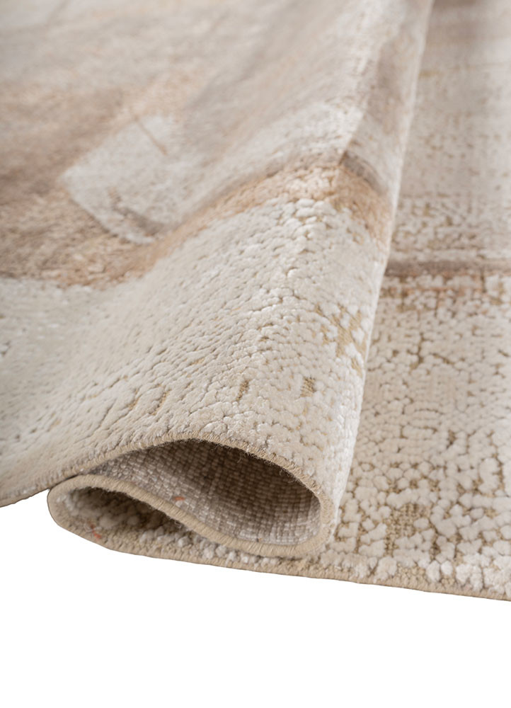 entropy beige and brown wool and bamboo silk hand knotted Rug - FoldShot