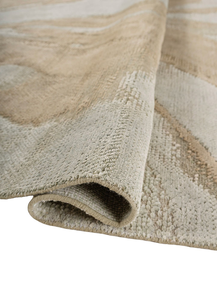 aprezo green wool and bamboo silk hand knotted Rug - FoldShot