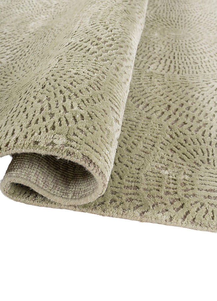 aprezo green wool and bamboo silk hand knotted Rug - FoldShot
