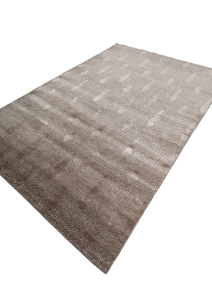 azalea grey and black wool and bamboo silk hand knotted Rug - FoldShot