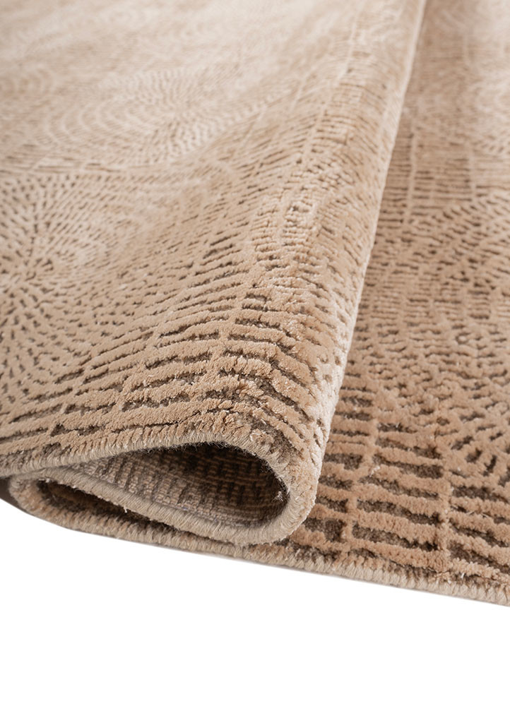 aprezo beige and brown wool and bamboo silk hand knotted Rug - FoldShot