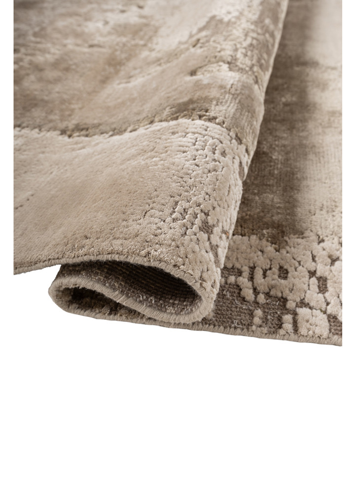 aprezo beige and brown wool and bamboo silk hand knotted Rug - FoldShot aprezo beige and brown wool and bamboo silk hand knotted Rug - FoldShot