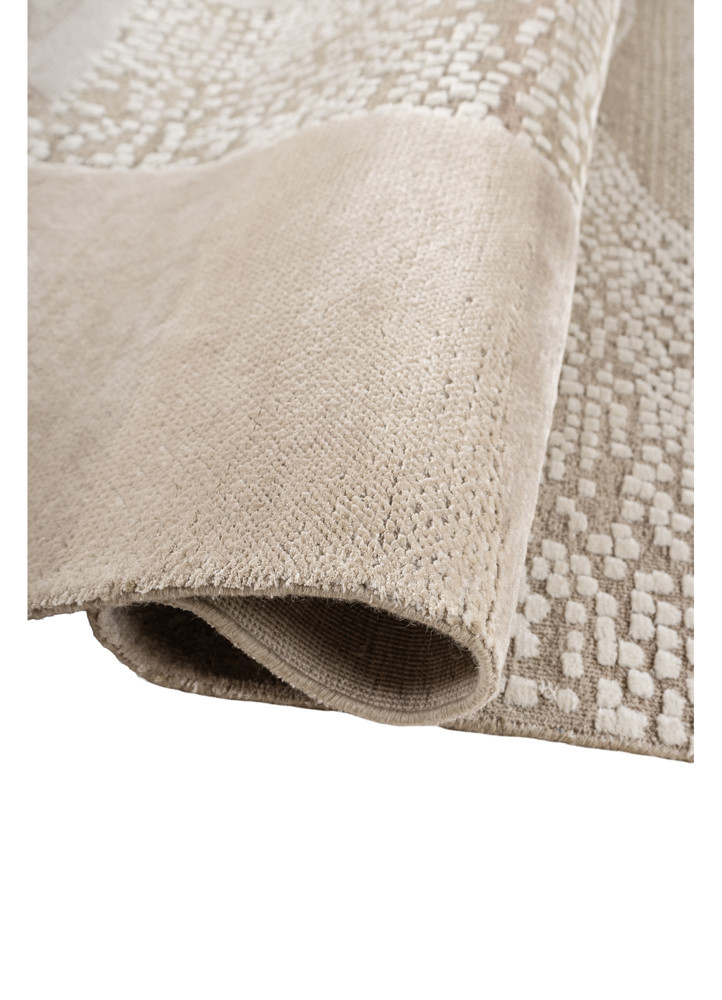 aprezo beige and brown wool and bamboo silk hand knotted Rug - FoldShot aprezo beige and brown wool and bamboo silk hand knotted Rug - FoldShot