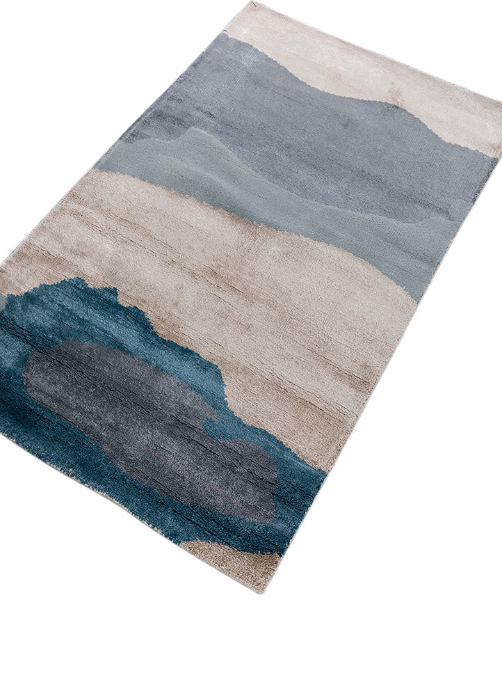 entropy ivory wool and bamboo silk hand knotted Rug - FoldShot entropy ivory wool and bamboo silk hand knotted Rug - FoldShot