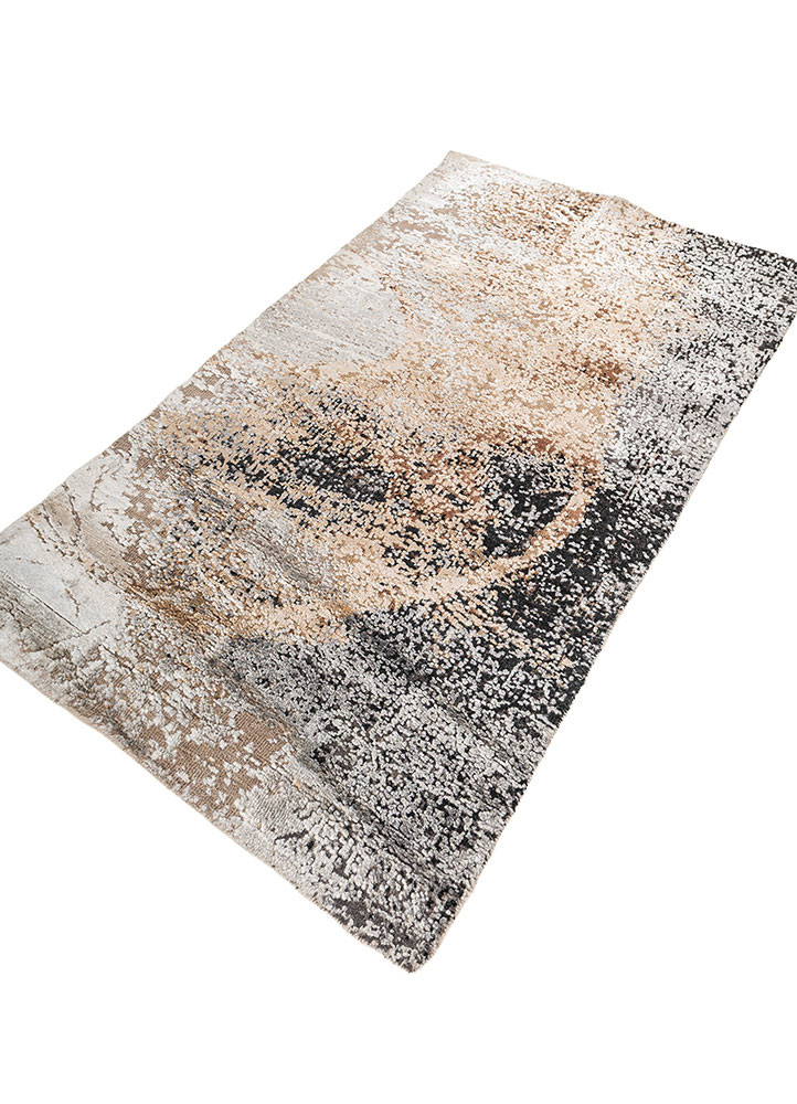 entropy ivory wool and bamboo silk hand knotted Rug - FoldShot entropy ivory wool and bamboo silk hand knotted Rug - FoldShot