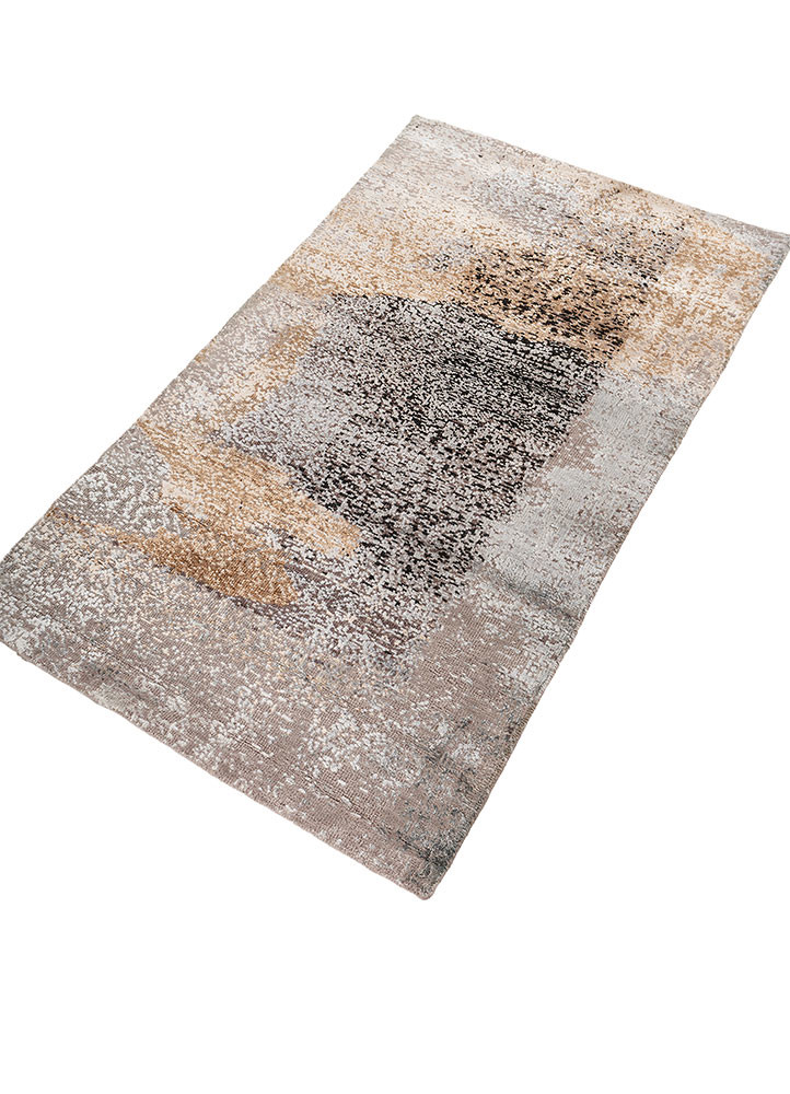 entropy grey and black wool and bamboo silk hand knotted Rug - FoldShot entropy grey and black wool and bamboo silk hand knotted Rug - FoldShot